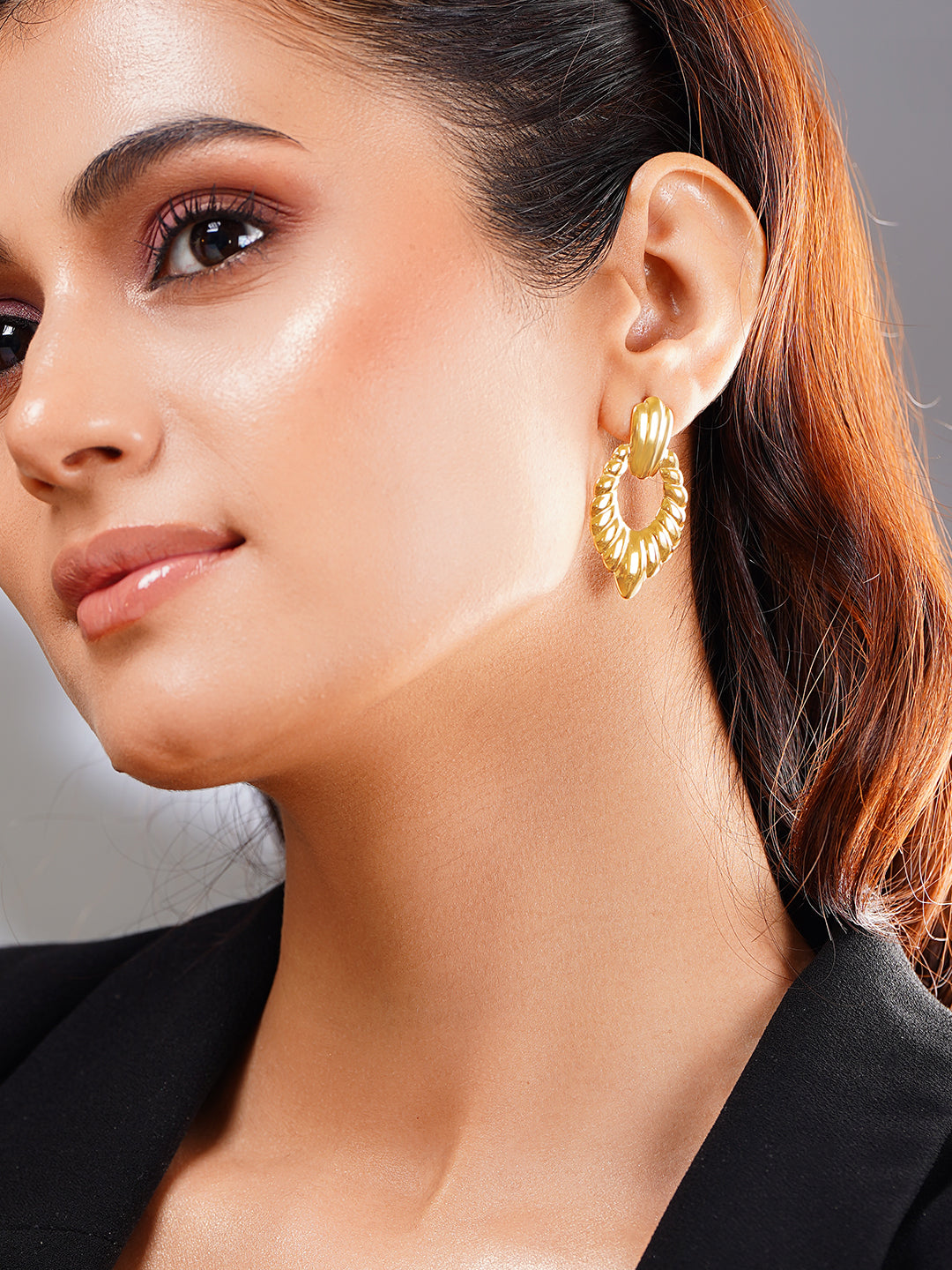 Demi Fine 18K Gold Plated Stainless steel Twisted Statement Drop Earrings Length - 4.1 cm