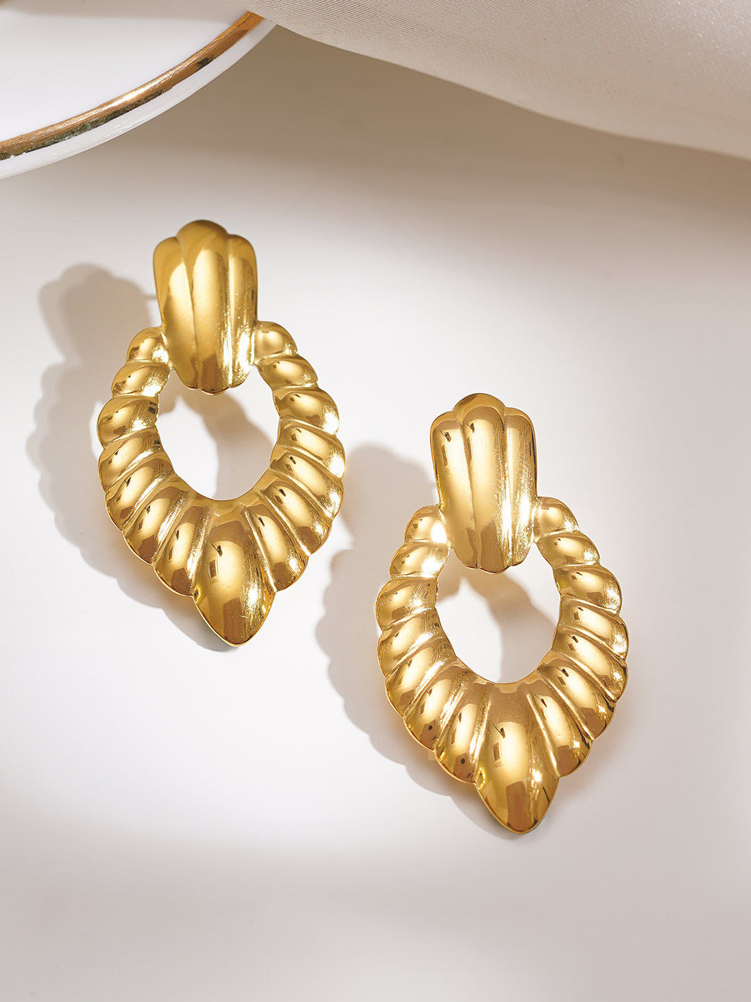 Demi Fine 18K Gold Plated Stainless steel Twisted Statement Drop Earrings Length - 4.1 cm