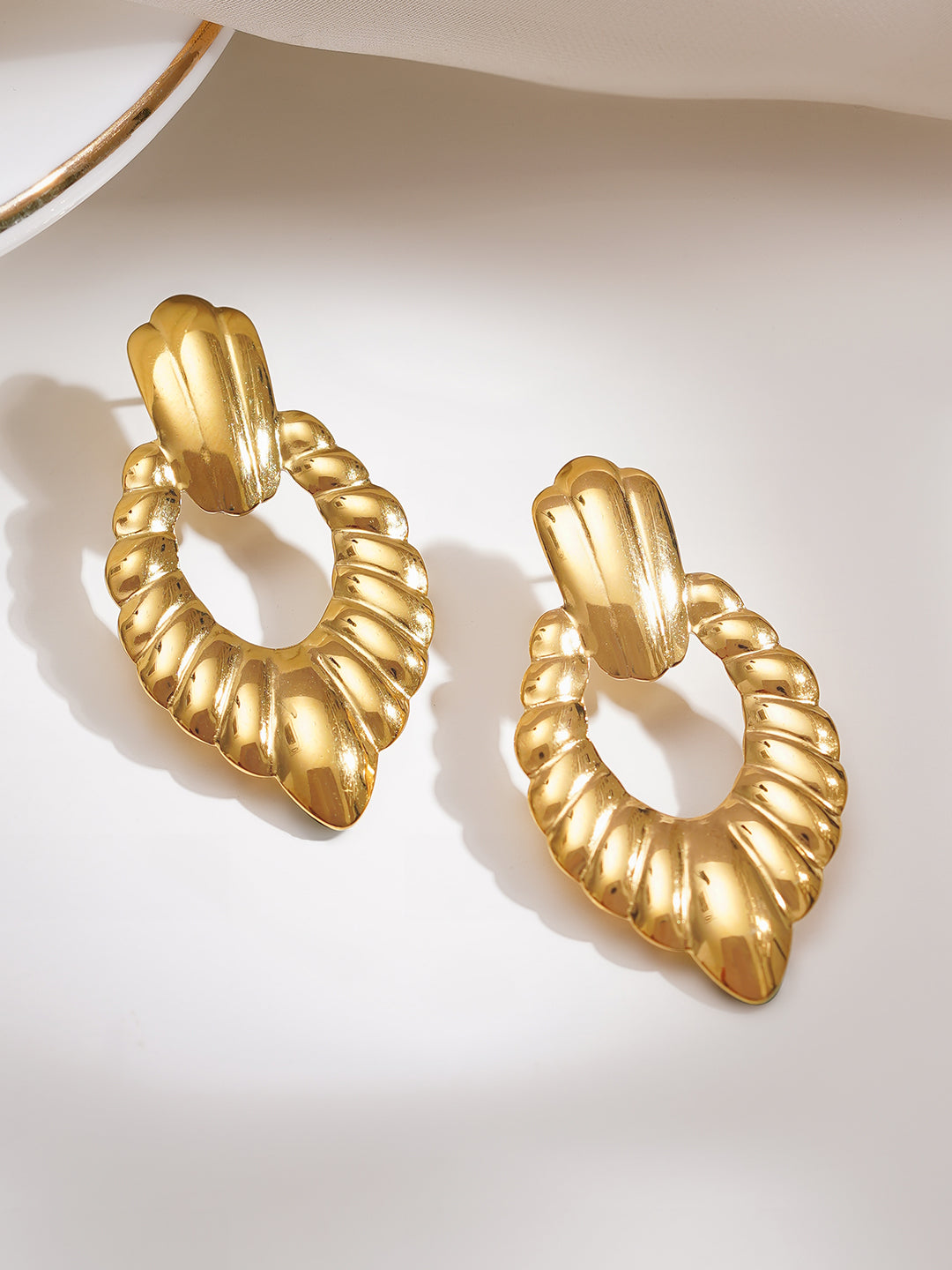 Demi Fine 18K Gold Plated Stainless steel Twisted Statement Drop Earrings Length - 4.1 cm