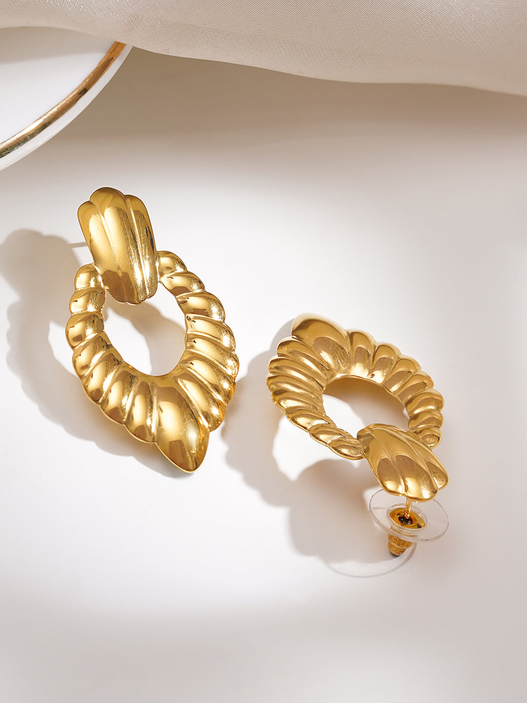 Demi Fine 18K Gold Plated Stainless steel Twisted Statement Drop Earrings Length - 4.1 cm