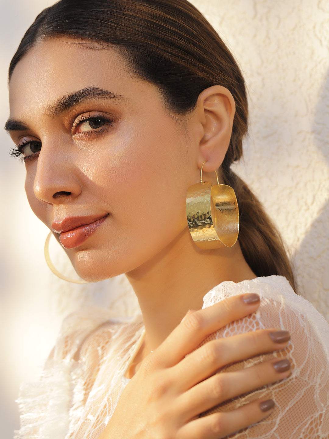 Golden Hour Textured Hoops Gold