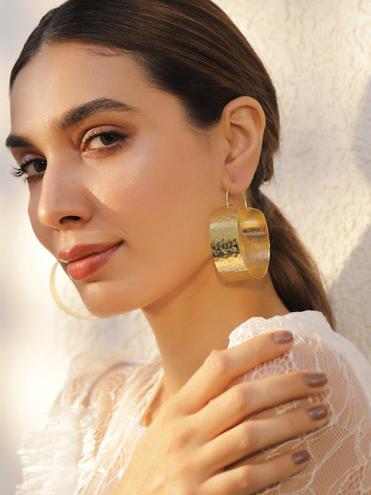 Golden Hour Textured Hoops Gold