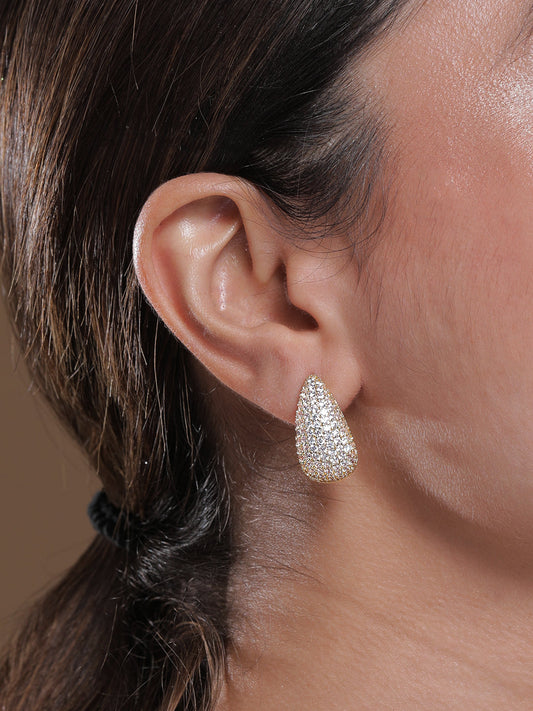【Rubans】Gold Plated Teardrop Half Hoop Earrings｜ゴールドメッキ ティアドロップ ハーフフープピアス