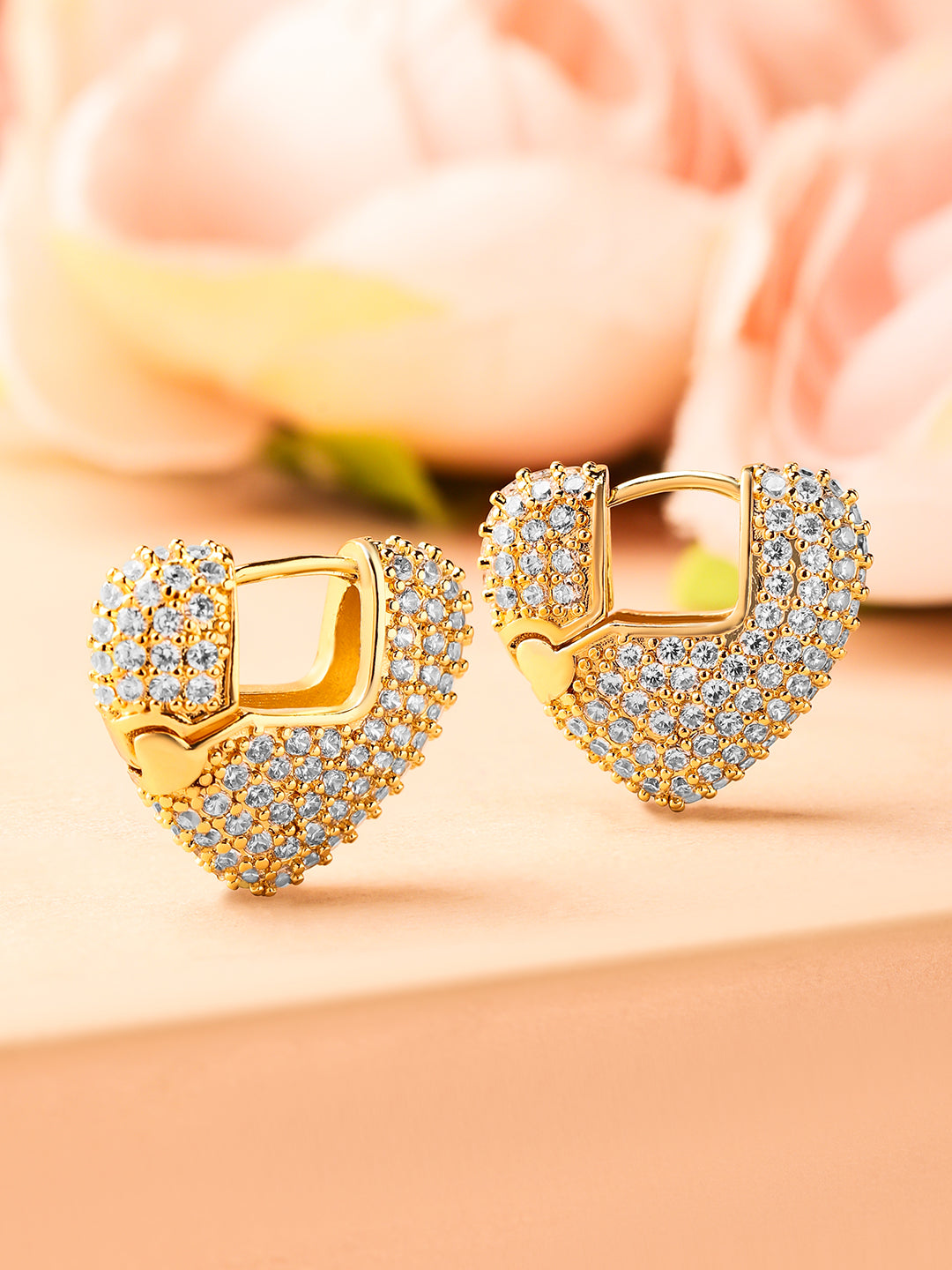 Golden Zirconia Love-Glow Hoop Earrings フリーサイズ