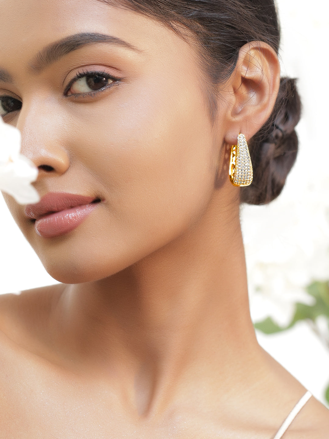 【Rubans】 Diamond-Dust Dreamshine Gold Hoop Earrings｜ダイヤモンドダスト ドリームシャイン ゴールド フープイヤリング