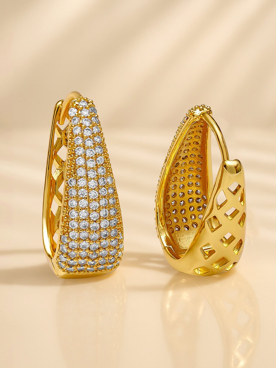 【Rubans】 Diamond-Dust Dreamshine Gold Hoop Earrings｜ダイヤモンドダスト ドリームシャイン ゴールド フープイヤリング