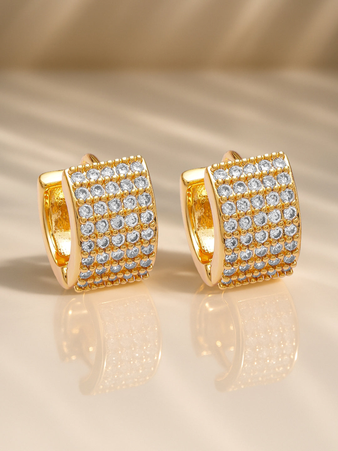 【Rubans】 American Diamond Zirconia Wide Hoop Earrings｜アメリカンダイヤモンド ワイドフープ イヤリング