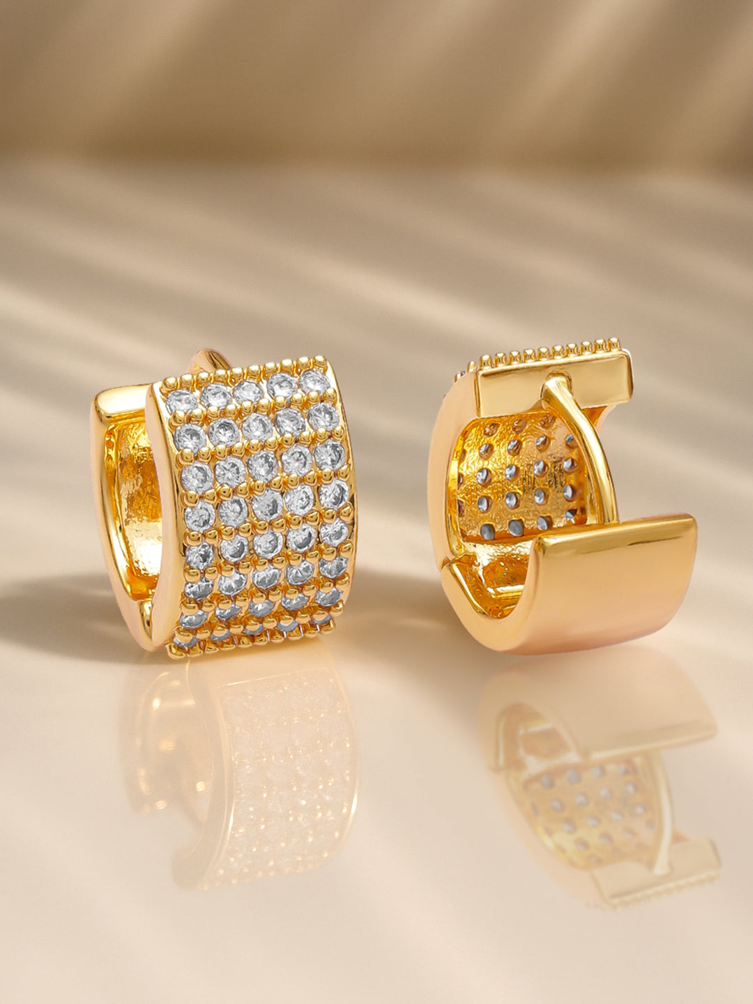 【Rubans】 American Diamond Zirconia Wide Hoop Earrings｜アメリカンダイヤモンド ワイドフープ イヤリング