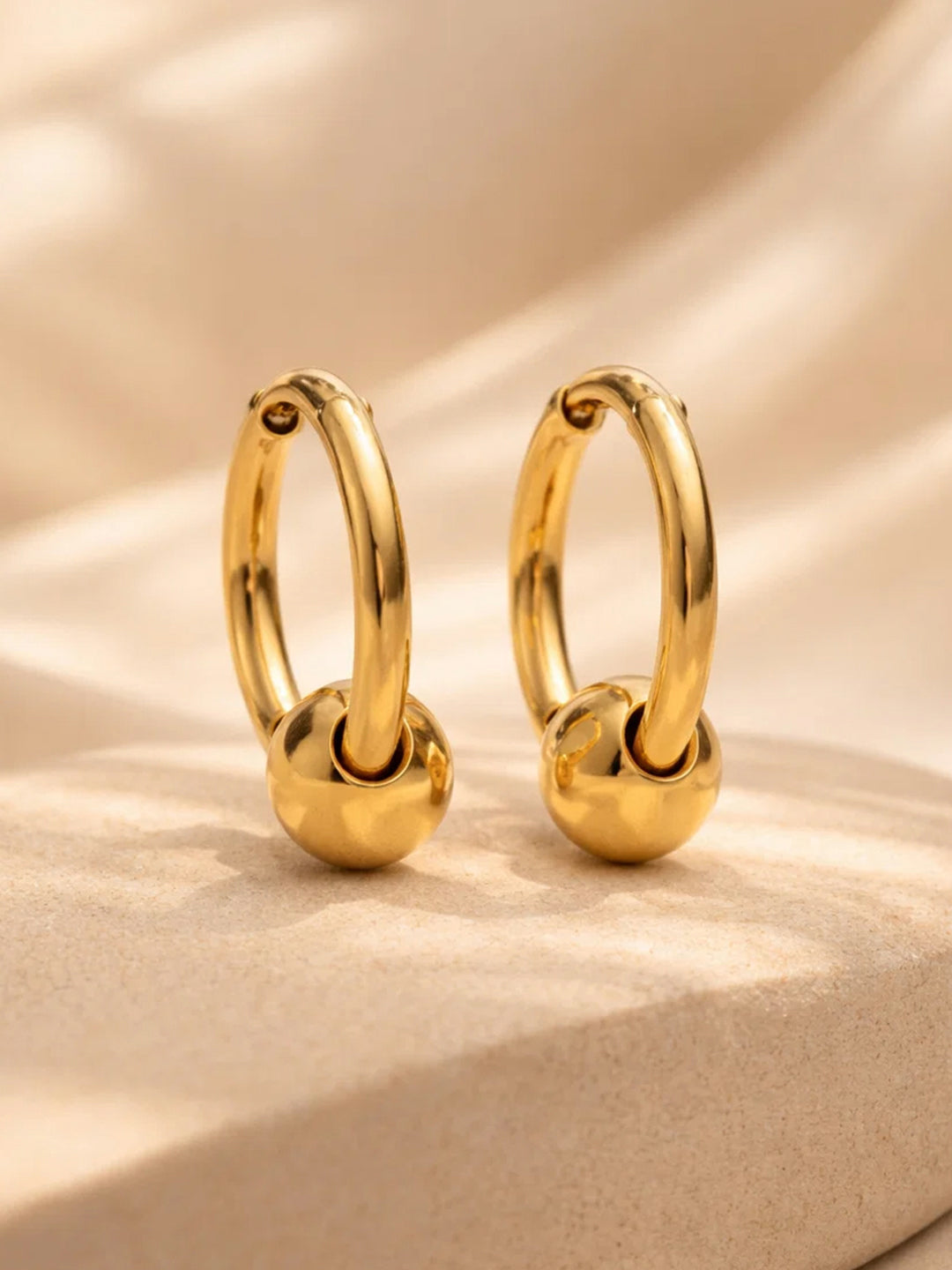 Demi Fine 18K Gold Plated Stainless steel Classic Sphere Hoop Earrings Length - 1.2 cm