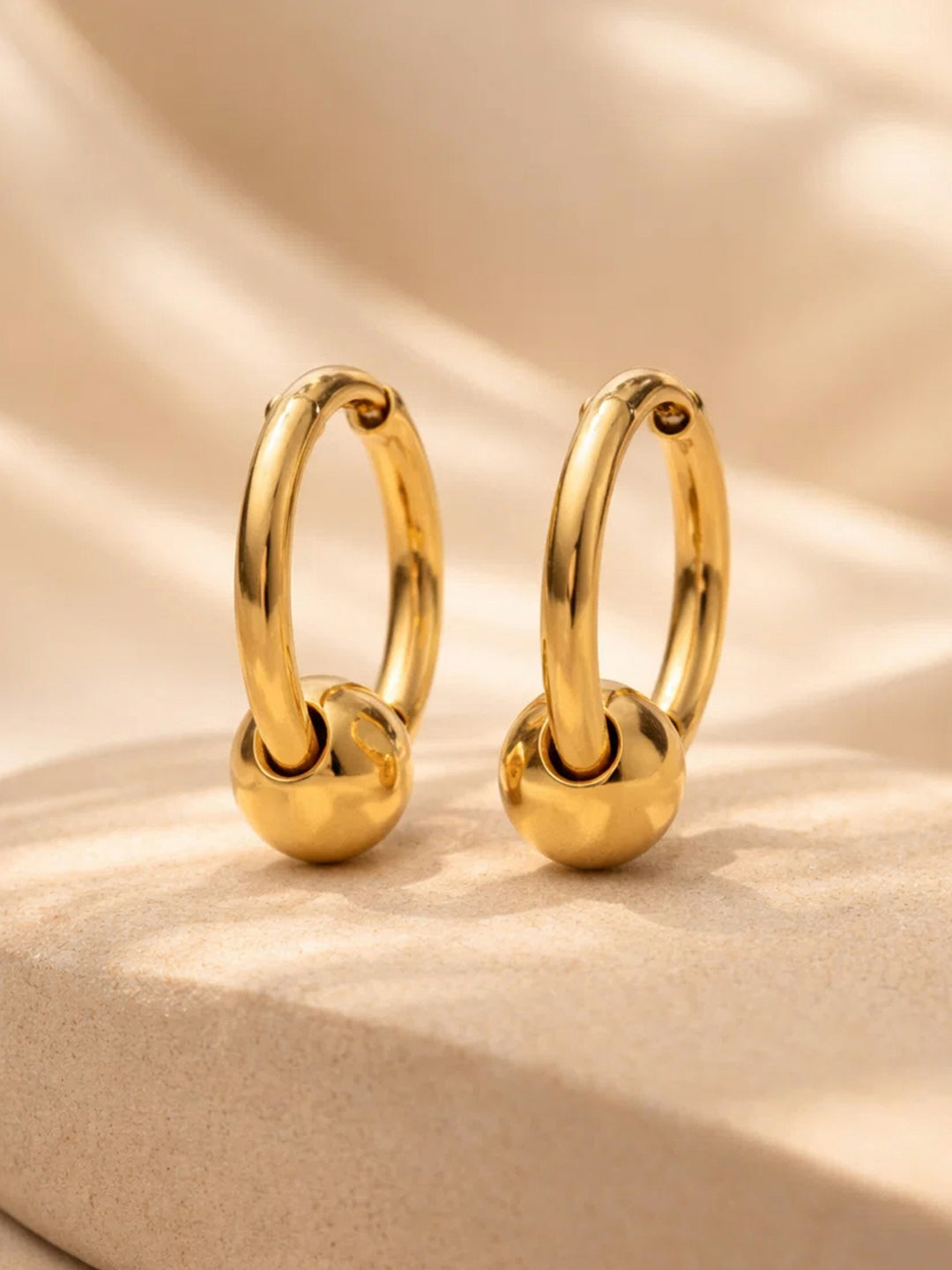 Demi Fine 18K Gold Plated Stainless steel Classic Sphere Hoop Earrings Length - 1.2 cm