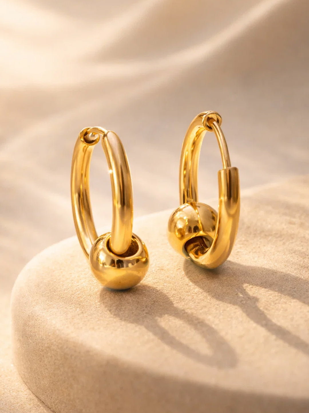 Demi Fine 18K Gold Plated Stainless steel Classic Sphere Hoop Earrings Length - 1.2 cm