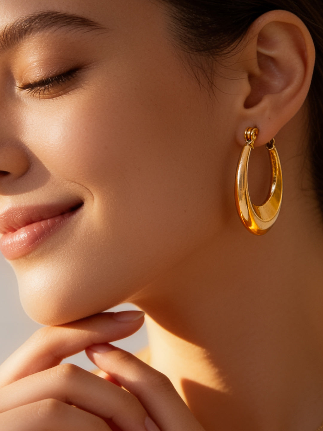 Demi Fine 18K Gold Plated Stainless Steel Chunky Hoop Earrings フリーサイズ