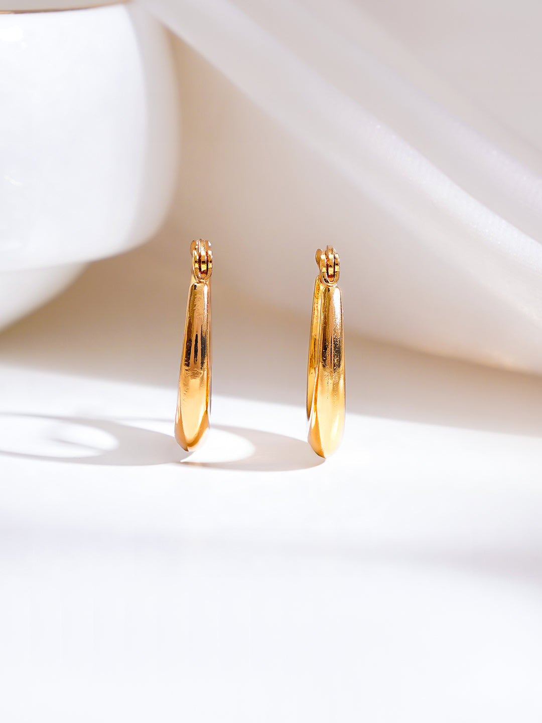 Demi Fine 18K Gold Plated Stainless Steel Chunky Hoop Earrings フリーサイズ