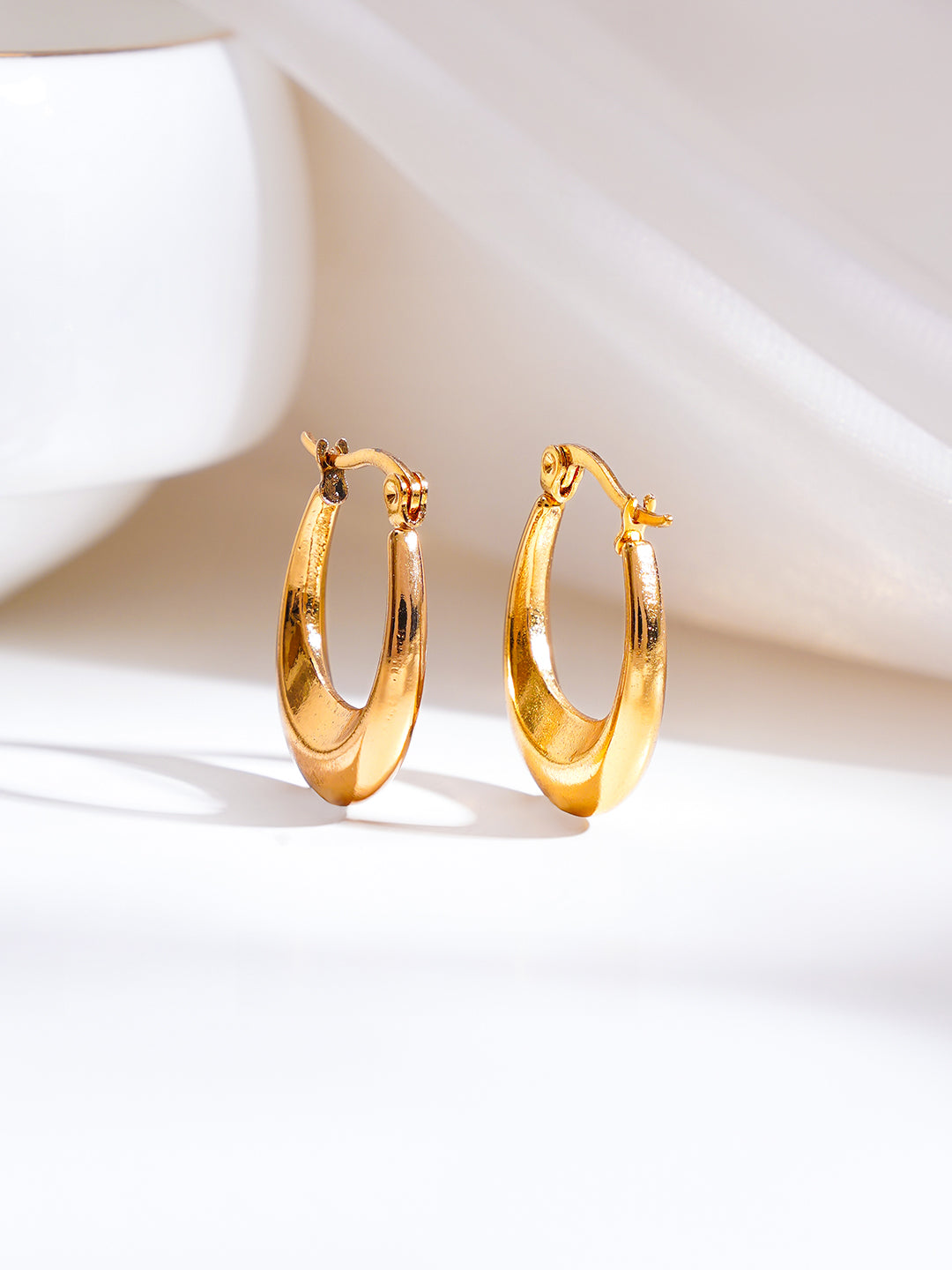 Demi Fine 18K Gold Plated Stainless Steel Chunky Hoop Earrings フリーサイズ