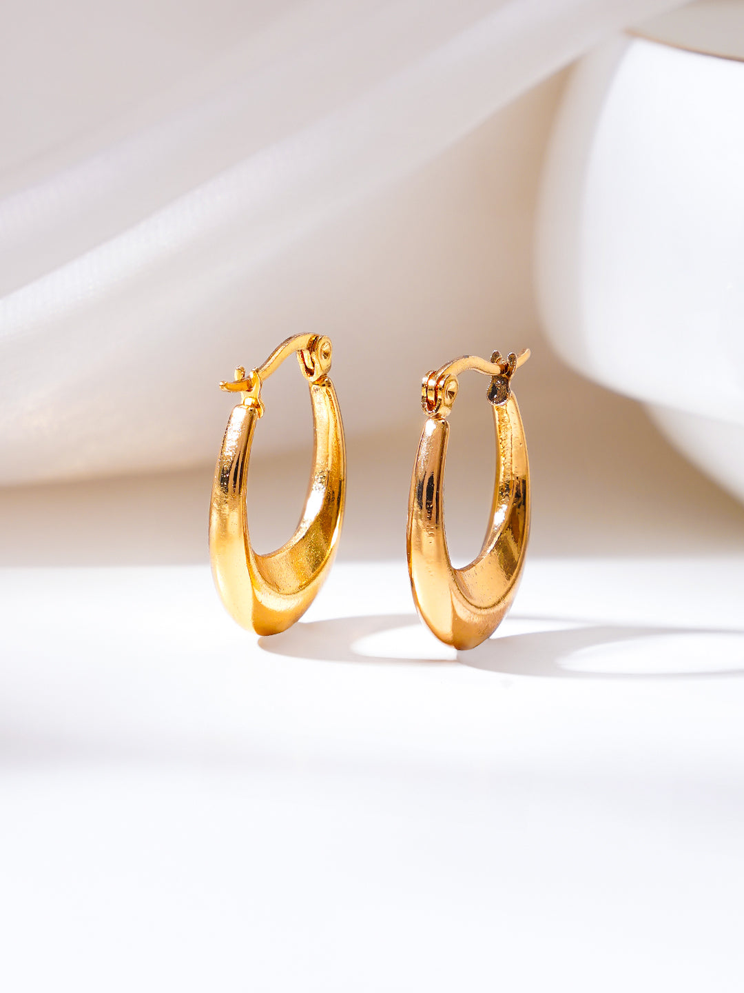 Demi Fine 18K Gold Plated Stainless Steel Chunky Hoop Earrings フリーサイズ