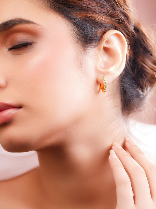 【Rubans】Gold Plated American Diamond Zirconia Hoop Earrings｜ゴールドメッキ アメリカンダイヤモンド ジルコニア フープピアス