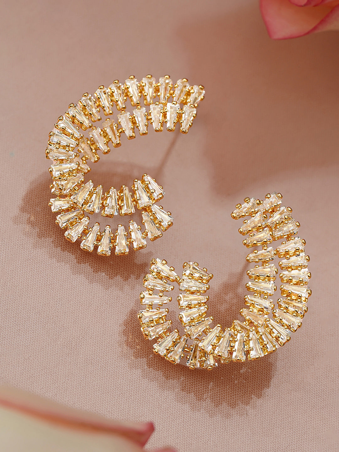 【Rubans】 Modern Curves American Diamond Zirconia Studs｜モダンカーブ アメリカンダイヤモンド ジルコニア スパイラル スタッドイヤリング