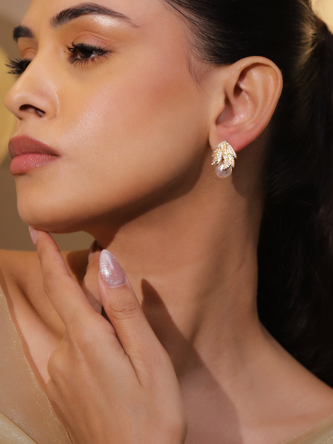 Botanic Bloom Leafy Pearl Stud フリーサイズ