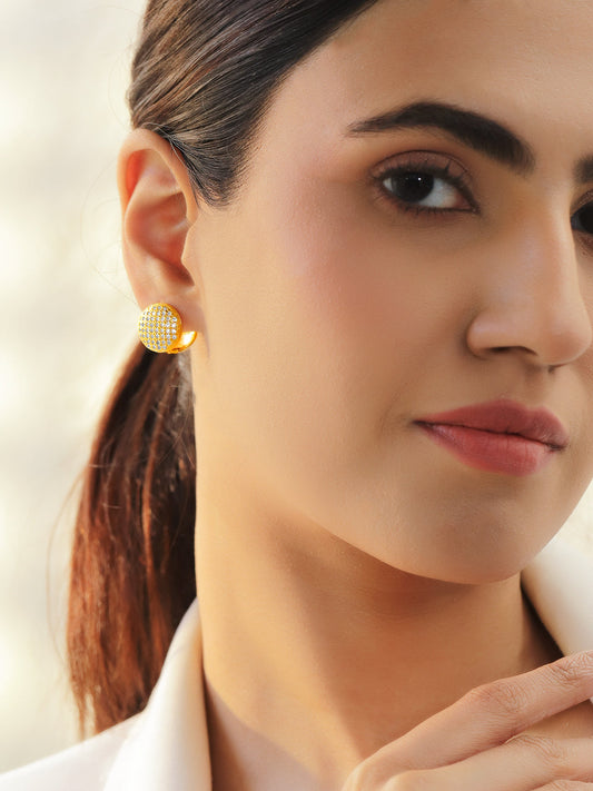 【Rubans】 Gold Pave Studded Round Stud Earrings｜ゴールド パヴェ ラウンド スタッドイヤリング