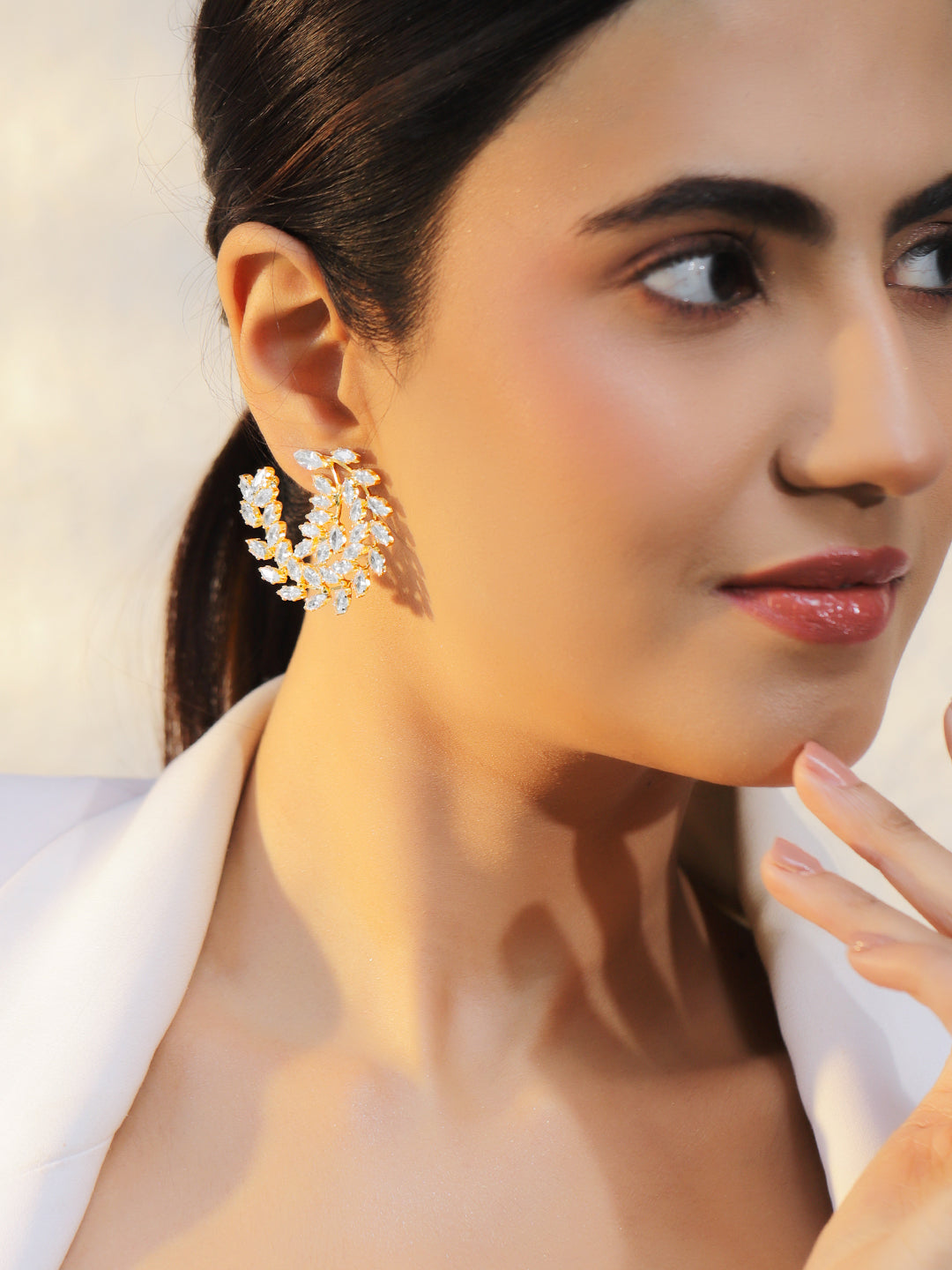 【Rubans】 Round Leaf Stud Earrings｜ラウンドリーフ オーバーサイズ スタッドイヤリング
