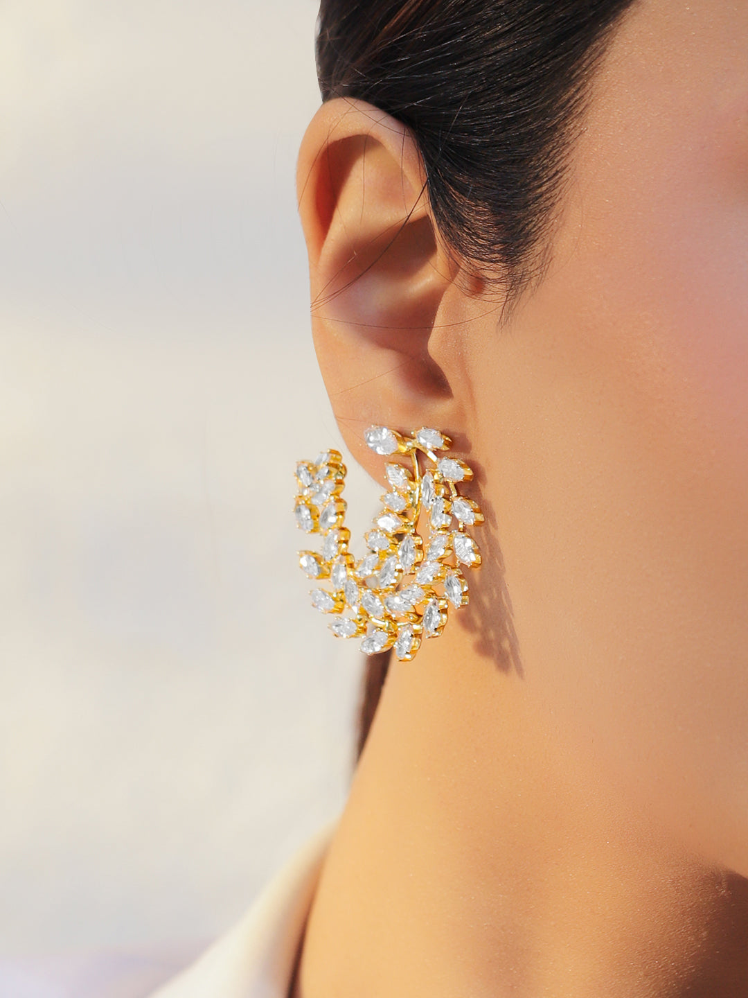 【Rubans】 Round Leaf Stud Earrings｜ラウンドリーフ オーバーサイズ スタッドイヤリング