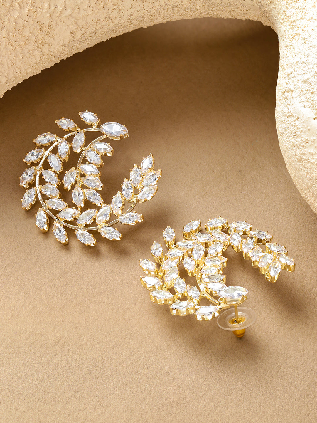 【Rubans】 Round Leaf Stud Earrings｜ラウンドリーフ オーバーサイズ スタッドイヤリング