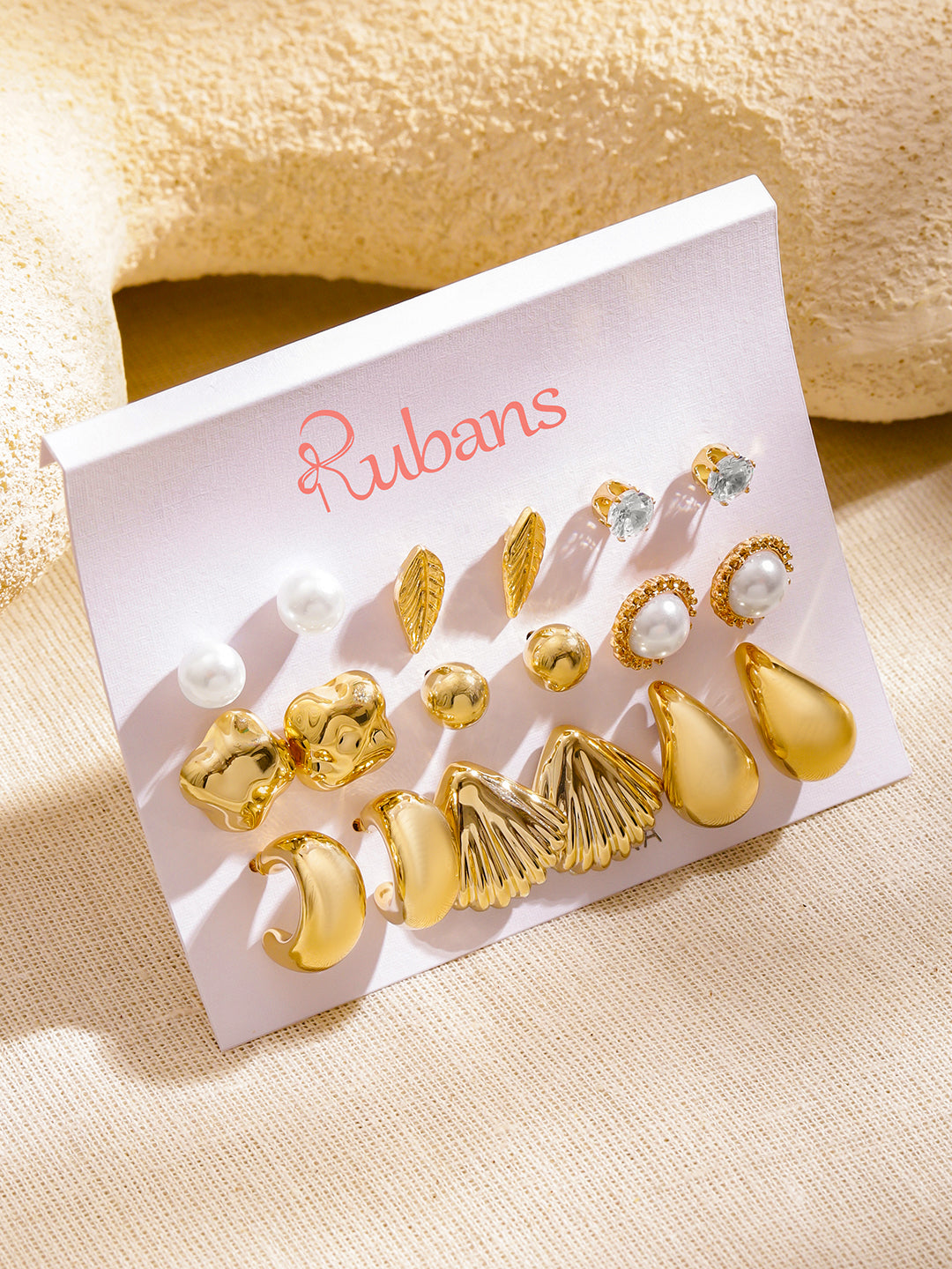 Set of 9 Everyday Gold Studs フリーサイズ