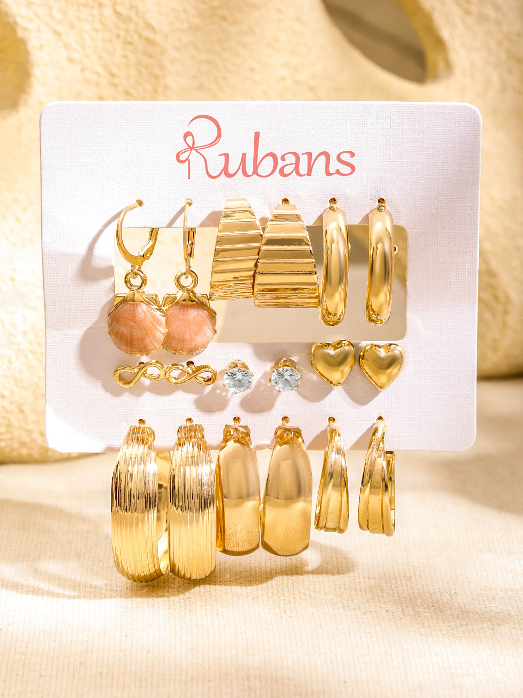Pack of 9 Stud & Hoop Earrings フリーサイズ