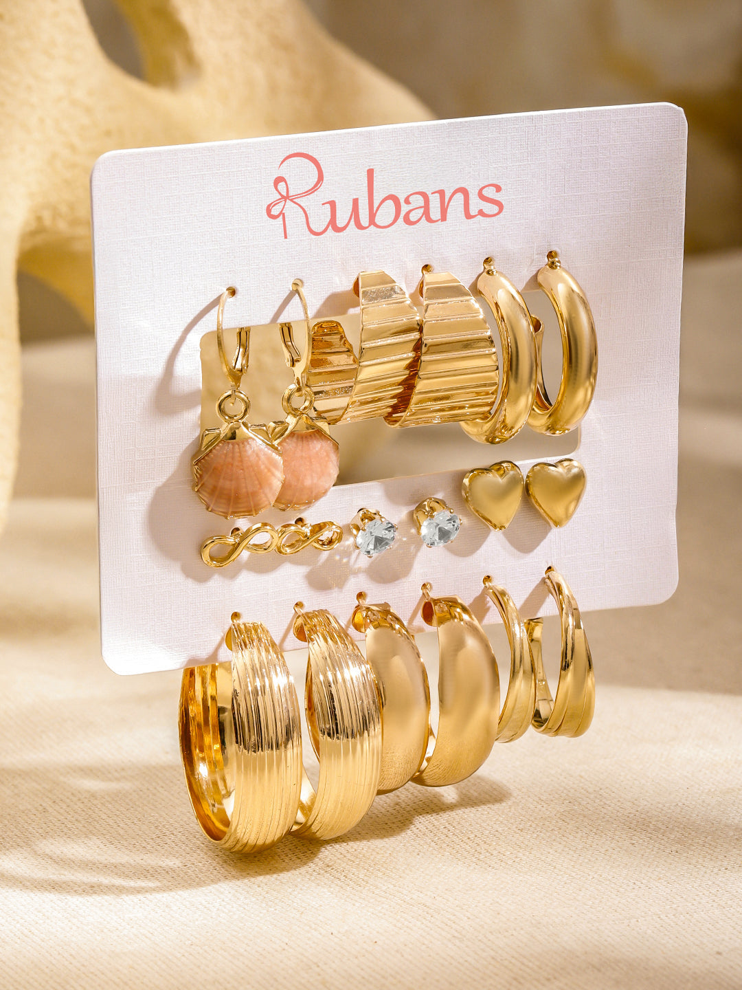 Pack of 9 Stud & Hoop Earrings フリーサイズ