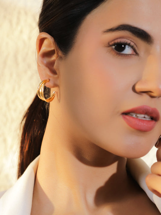 【Rubans】 Gold Toned Hoop Earrings Pack of 9｜ゴールドトーン フープイヤリング 9組セット