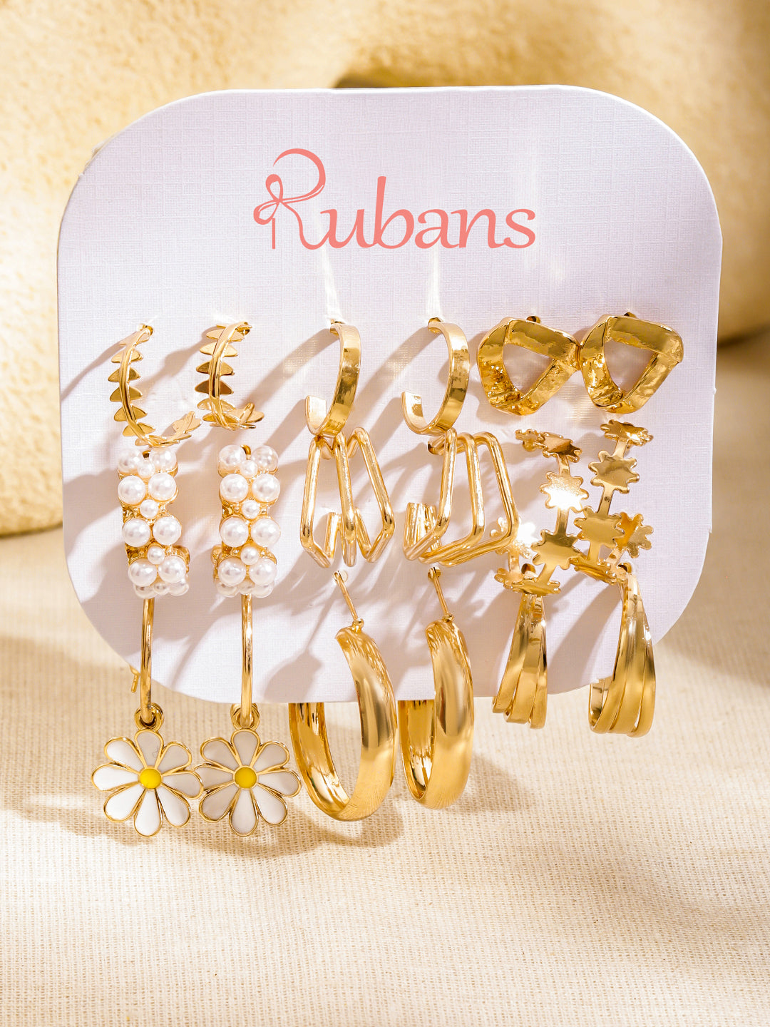 【Rubans】 Gold Toned Hoop Earrings Pack of 9｜ゴールドトーン フープイヤリング 9組セット