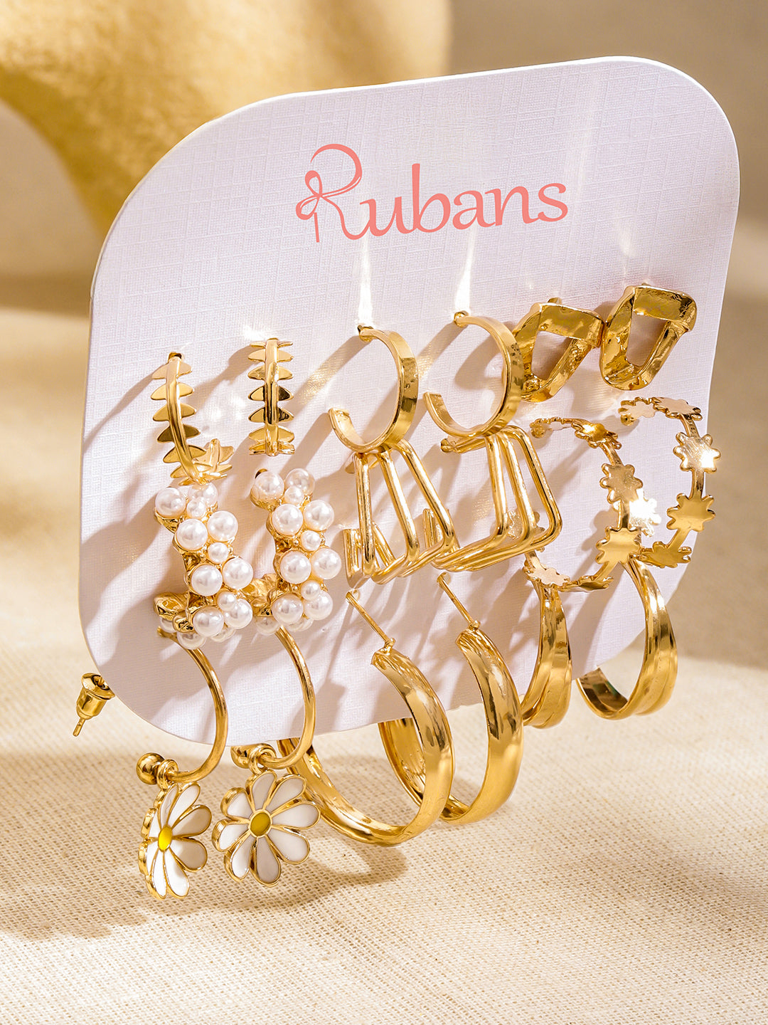 【Rubans】 Gold Toned Hoop Earrings Pack of 9｜ゴールドトーン フープイヤリング 9組セット
