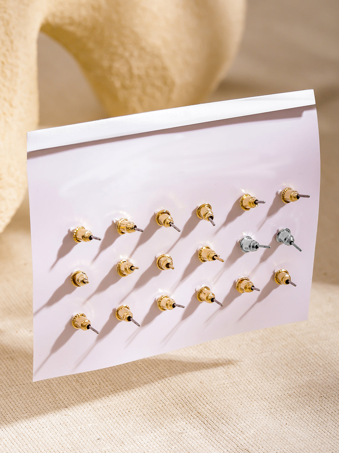Rubans Set of 9 18K Gold-Plated Bow, Heart, Pearl & Crystal Stud & Bold Hoop Earrings フリーサイズ