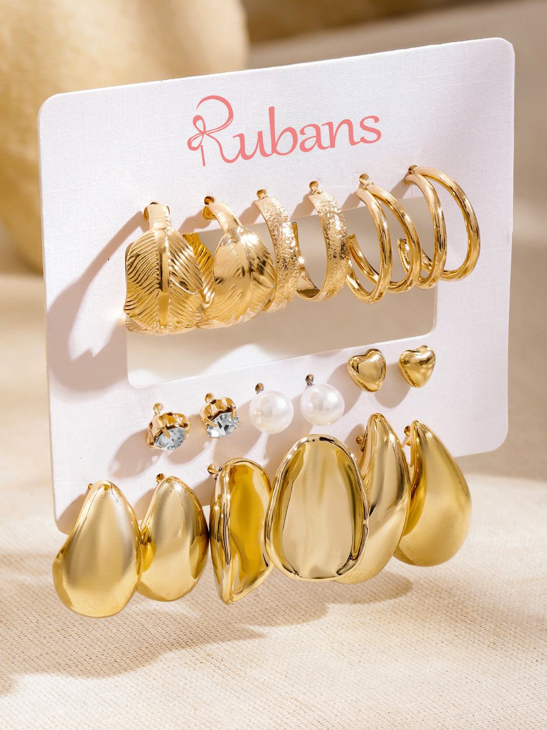 Pack of 9 Stud & Hoop Earrings フリーサイズ