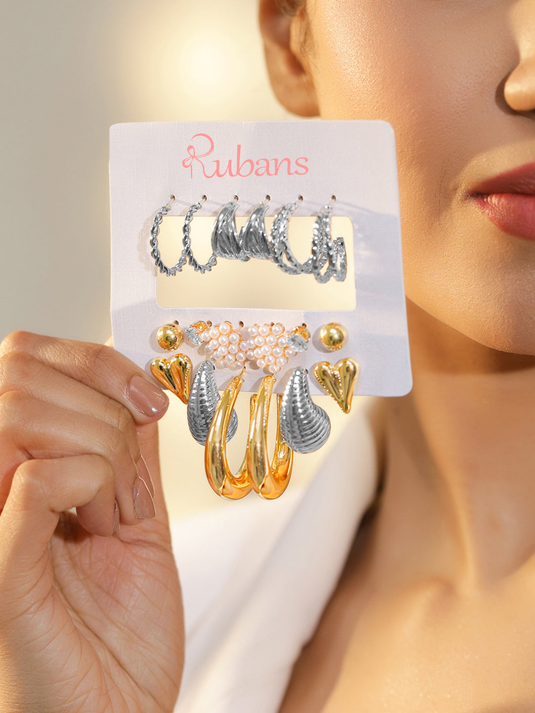 Pack of 9 Stud & Hoop Earrings フリーサイズ