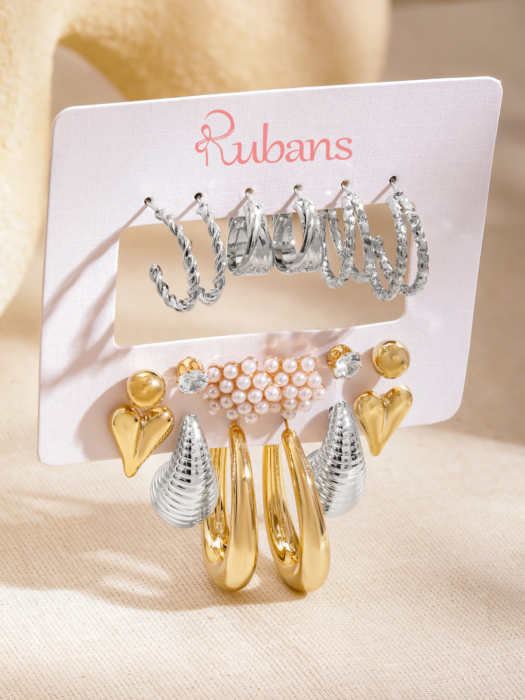 Pack of 9 Stud & Hoop Earrings フリーサイズ