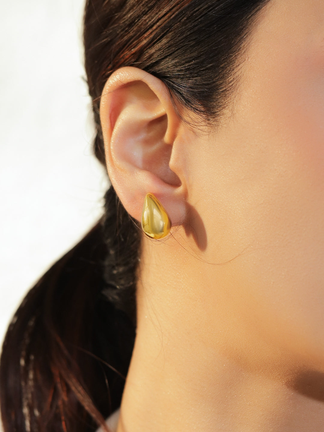 Rubans Set of 3 18K Gold-Plated Tear-Drop & Textured Hoop Bold Statement Earrings フリーサイズ