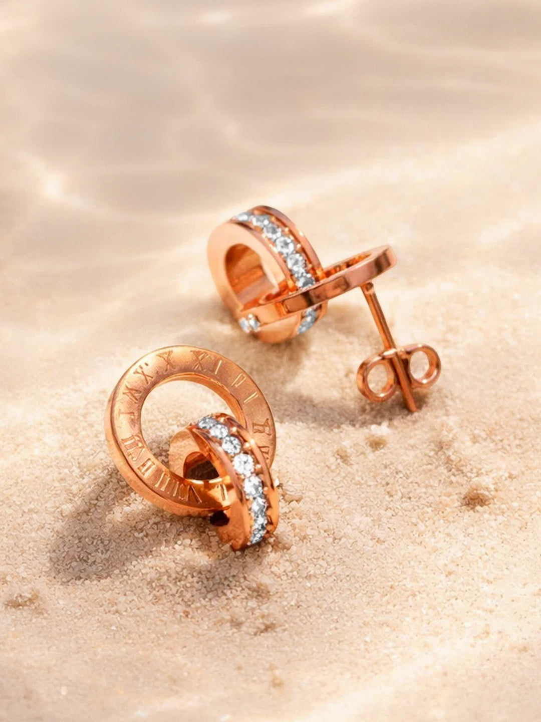 Demi Fine 18K Gold Plated Stainless steel Interlocked Circle Stud Earrings Length - 1.2 cm
