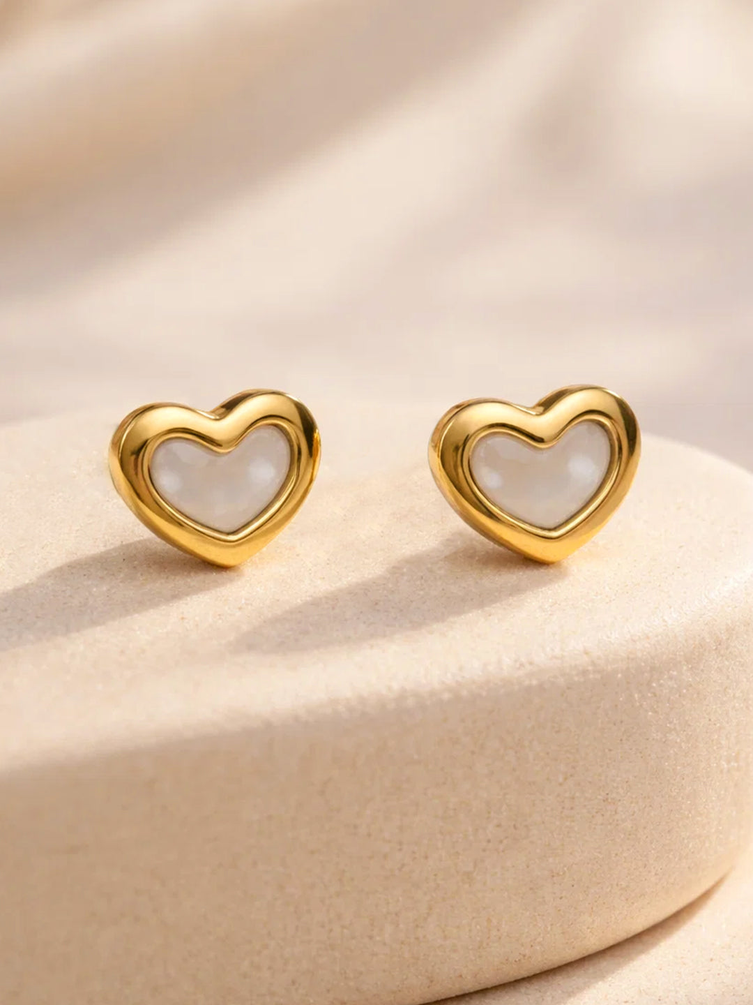 Demi Fine 18K Gold Plated Stainless steel Heart Stud Earrings Length - 0.9 cm