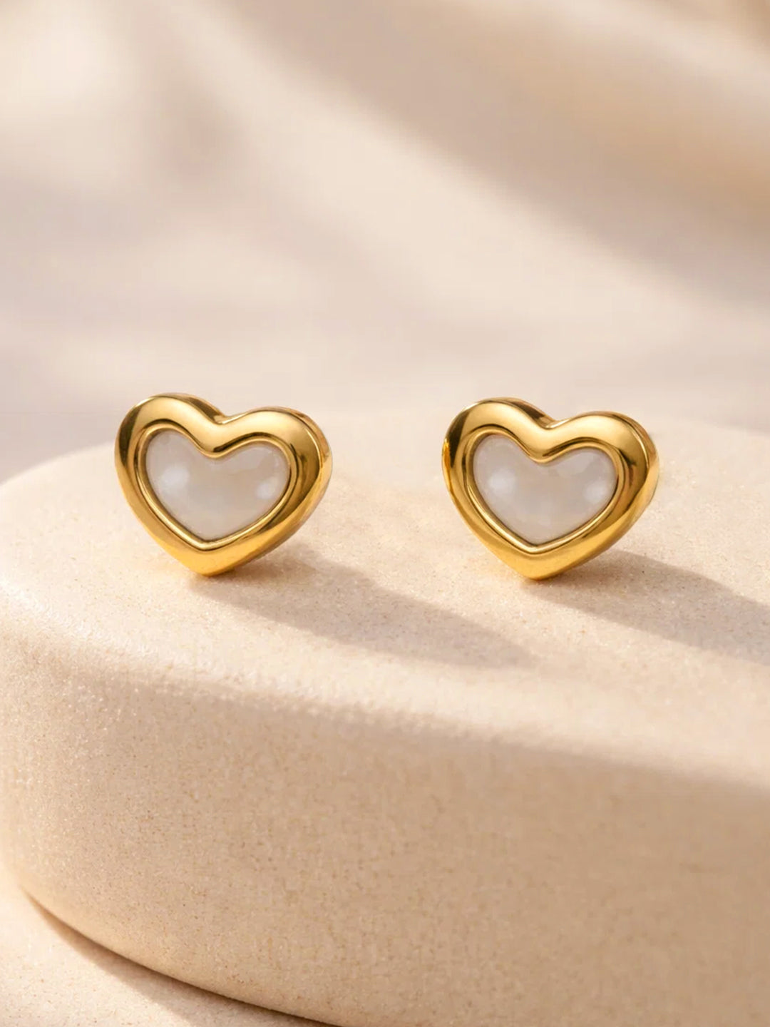 Demi Fine 18K Gold Plated Stainless steel Heart Stud Earrings Length - 0.9 cm