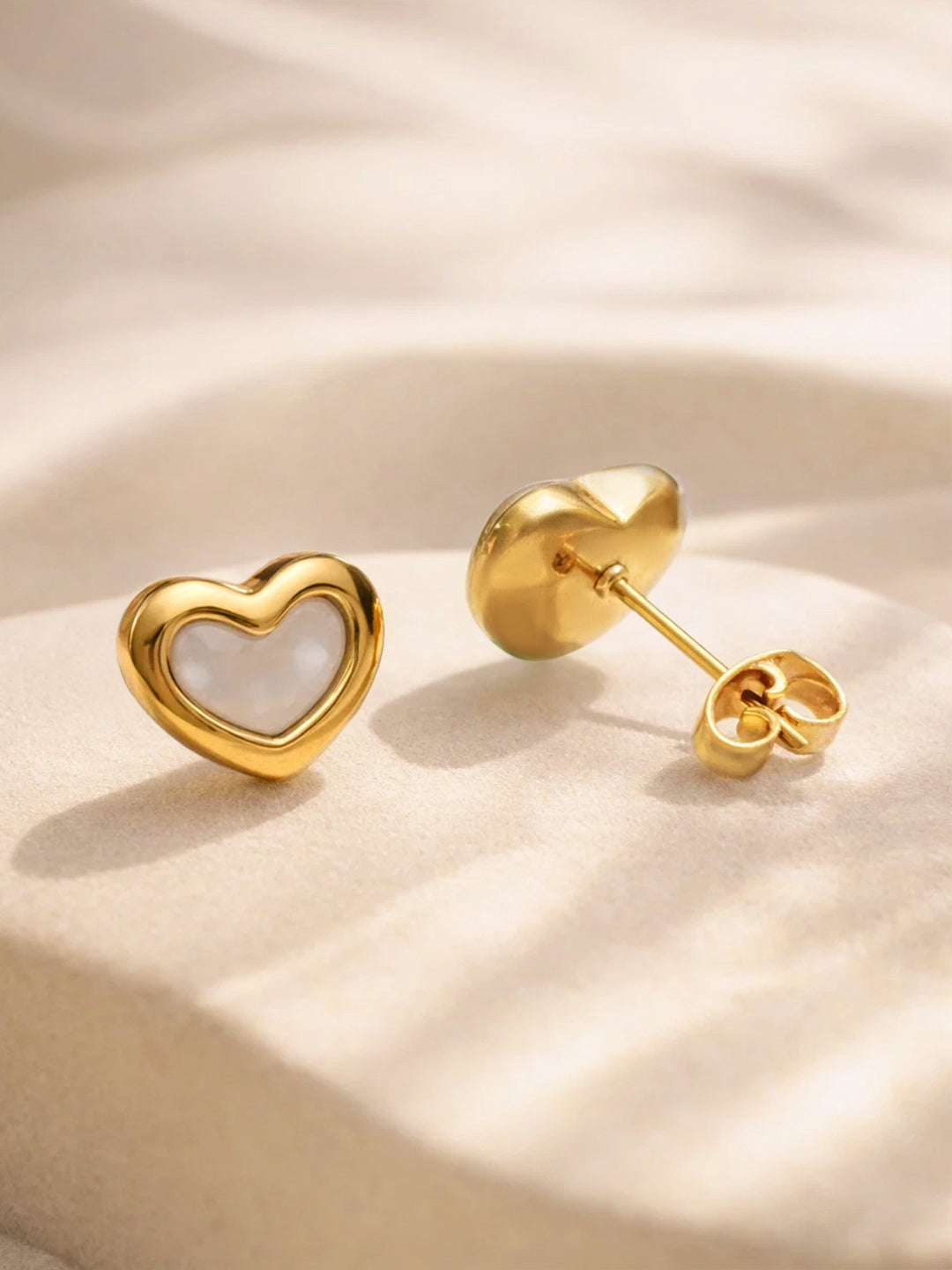Demi Fine 18K Gold Plated Stainless steel Heart Stud Earrings Length - 0.9 cm