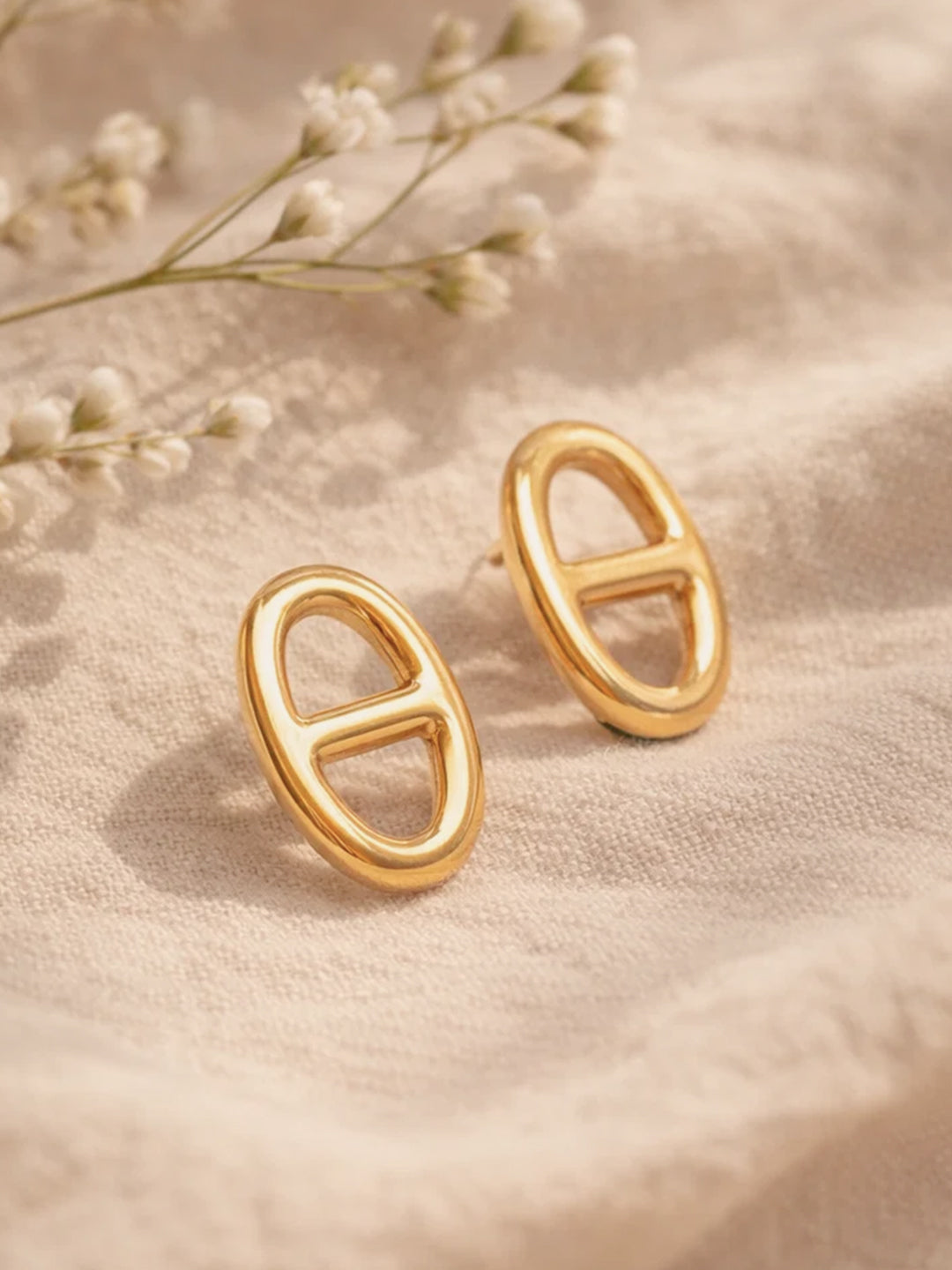 Demi Fine 18K Gold Plated Stainless steel Stud Earrings Length - 1.8 cm