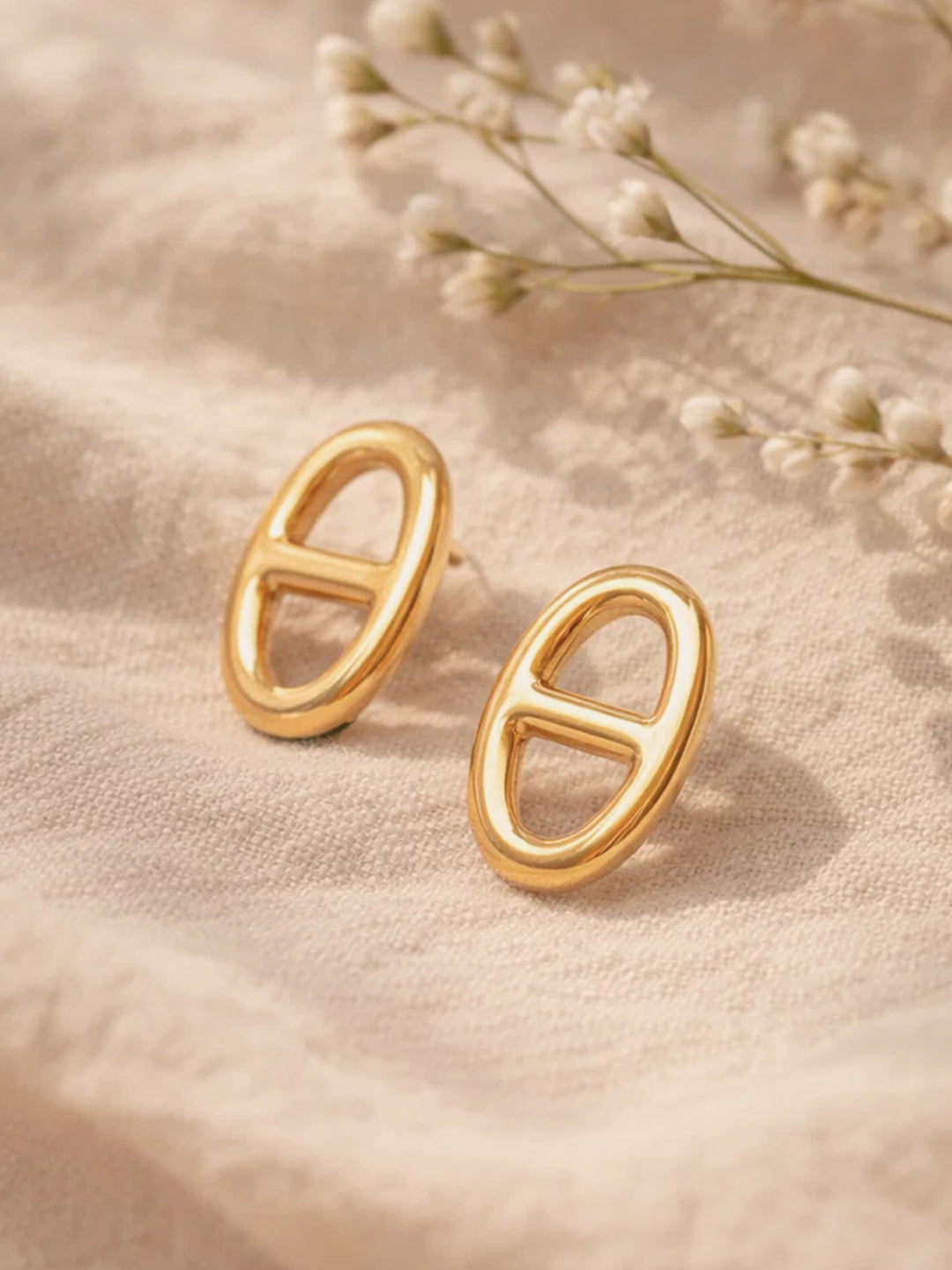 Demi Fine 18K Gold Plated Stainless steel Stud Earrings Length - 1.8 cm