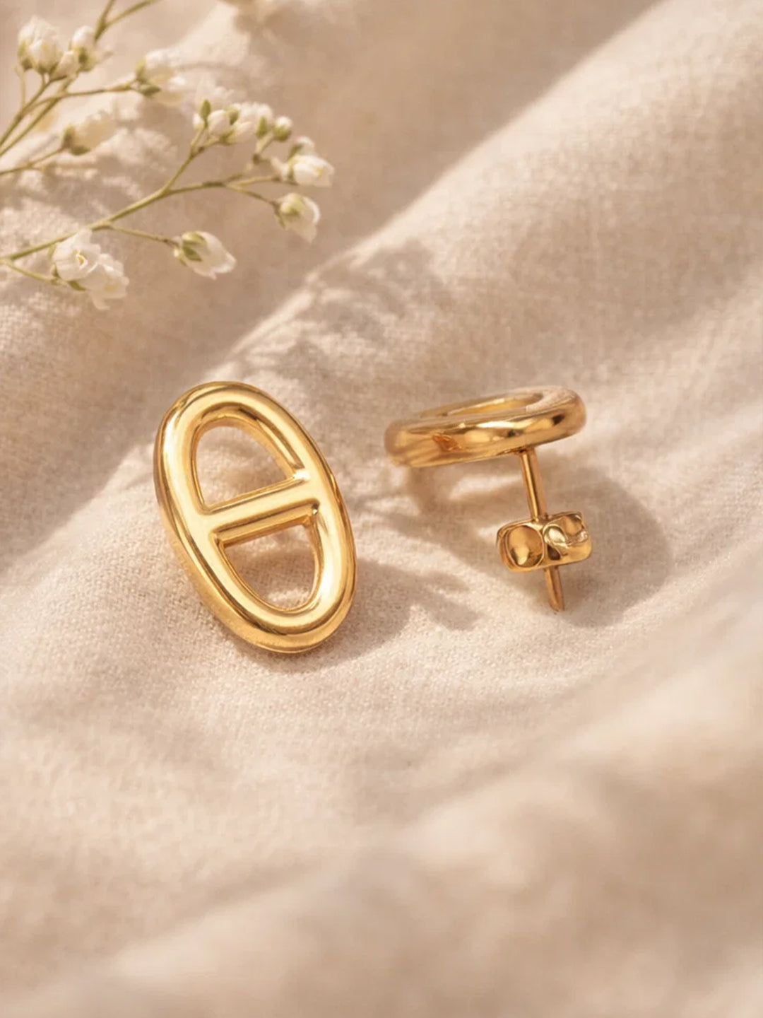 Demi Fine 18K Gold Plated Stainless steel Stud Earrings Length - 1.8 cm
