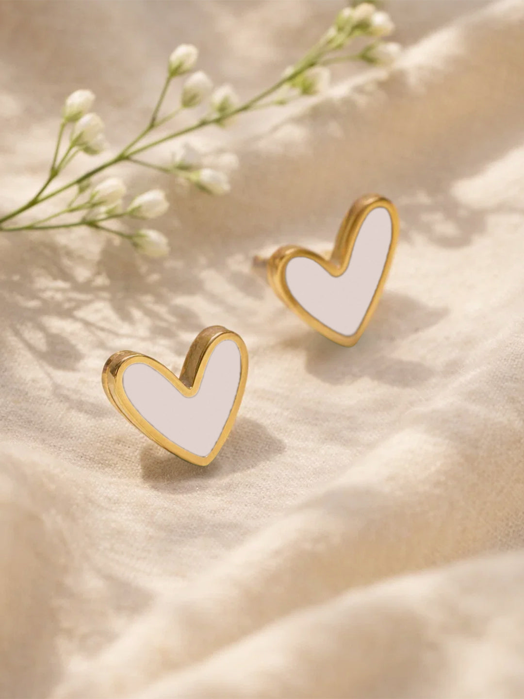 Demi Fine 18K Gold Plated Stainless steel Minimilist Heart Stud Earrings Length - 1.1 cm