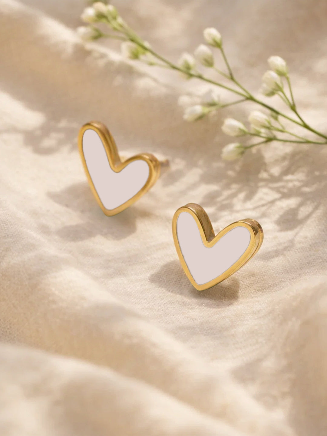 Demi Fine 18K Gold Plated Stainless steel Minimilist Heart Stud Earrings Length - 1.1 cm
