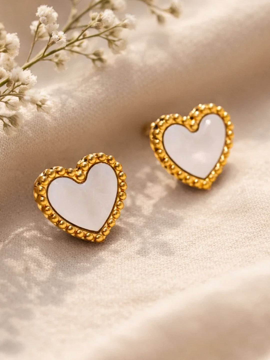 Demi Fine 18K Gold Plated Stainless steel Heart Stud Earrings Length - 0.9 cm
