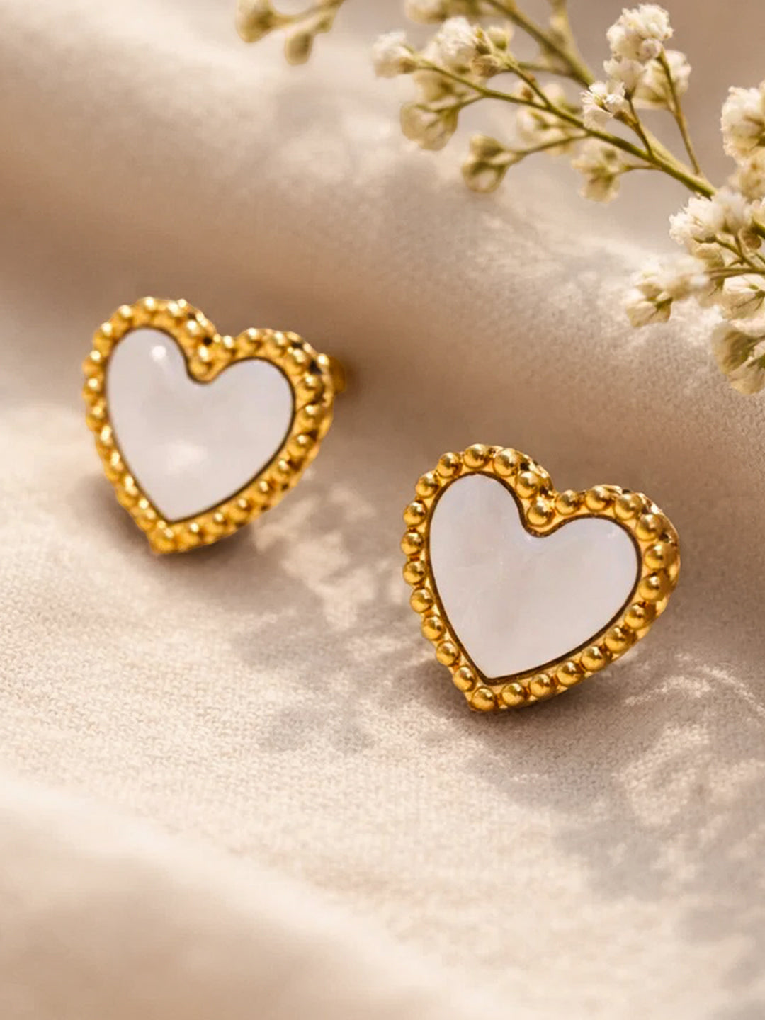 Demi Fine 18K Gold Plated Stainless steel Heart Stud Earrings Length - 0.9 cm