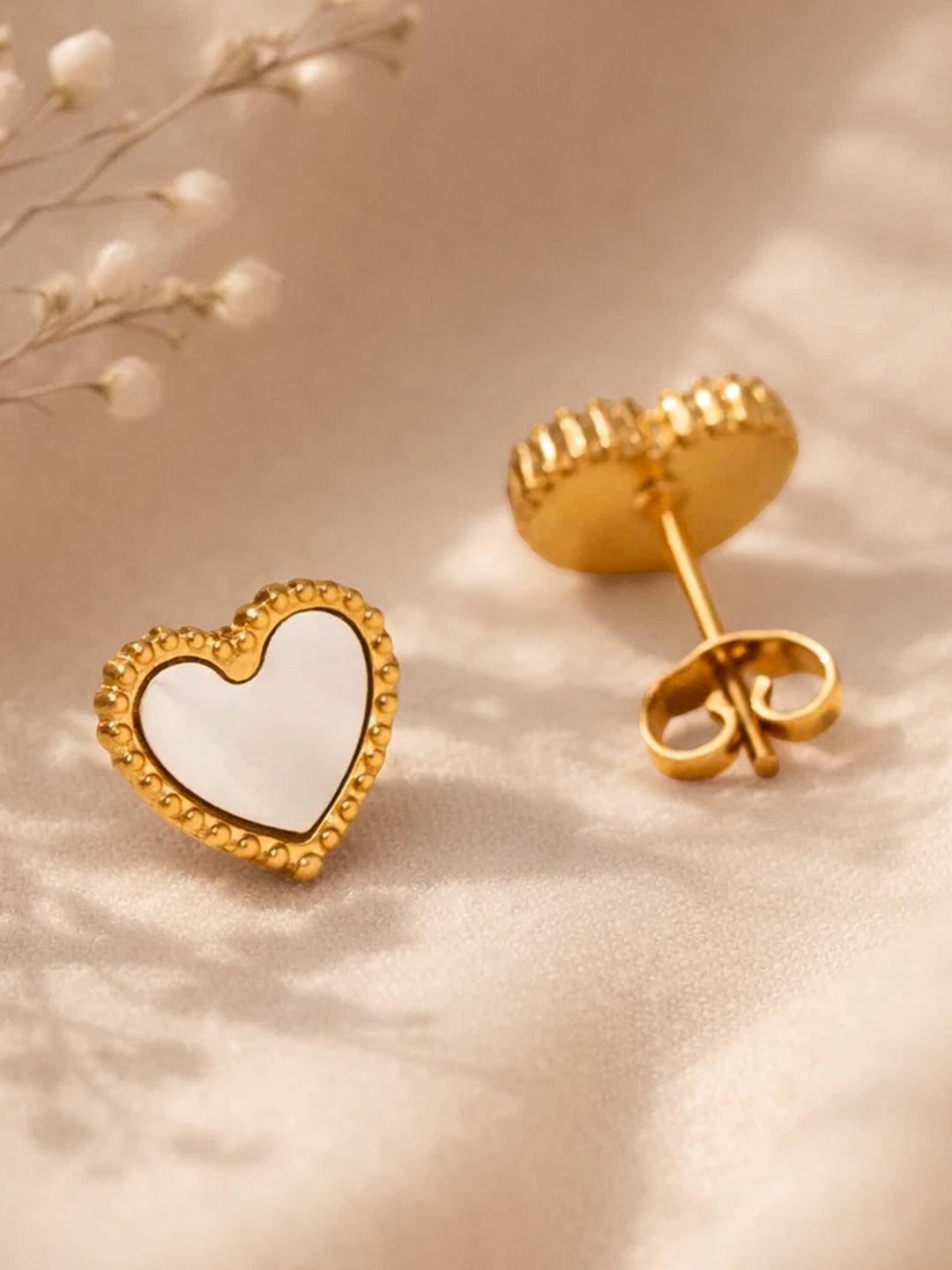 Demi Fine 18K Gold Plated Stainless steel Heart Stud Earrings Length - 0.9 cm
