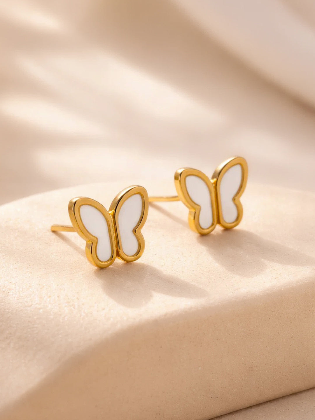 Demi Fine 18K Gold Plated Stainless steel Mini Butterfly Stud Earrings Length - 0.9 cm